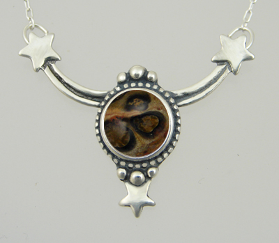 Sterling Silver Leopard Skin Jasper Accents This Celestial Necklace